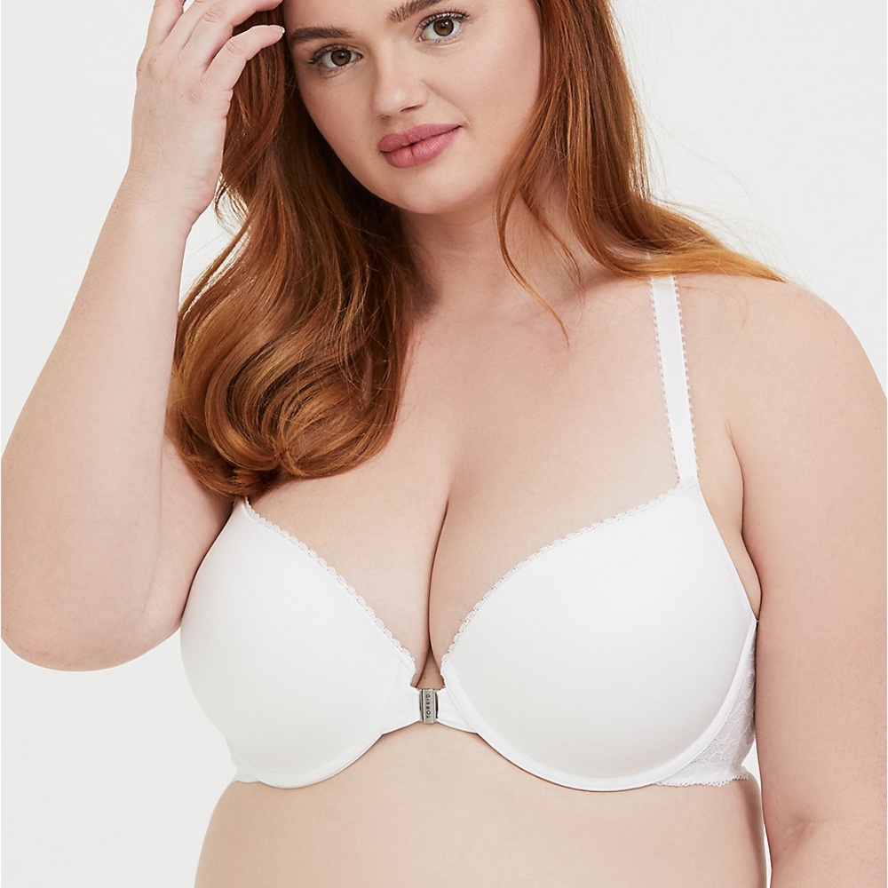 Torrid 48DD WHITE MICROFIBER PUSH-UP RACERBACK BRA